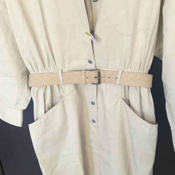 Vintage 80's Liz Claiborne Tan Belted Jacket Dress - Size 12 Good Condition - Picture 5 of 10